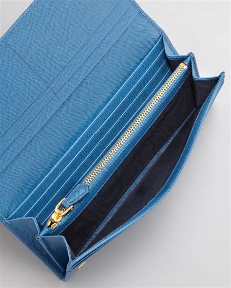 prada saffiano wallet blue.